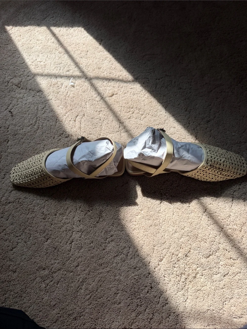 Anthropologie leather woven flats